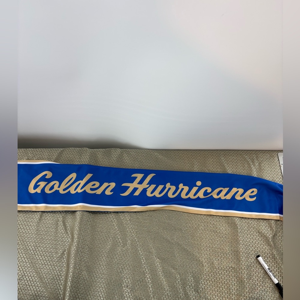 Tulsa Golden Hurricane Soccer Blue and Gold Banner Sash 6 1/2” X 56” LNWOT